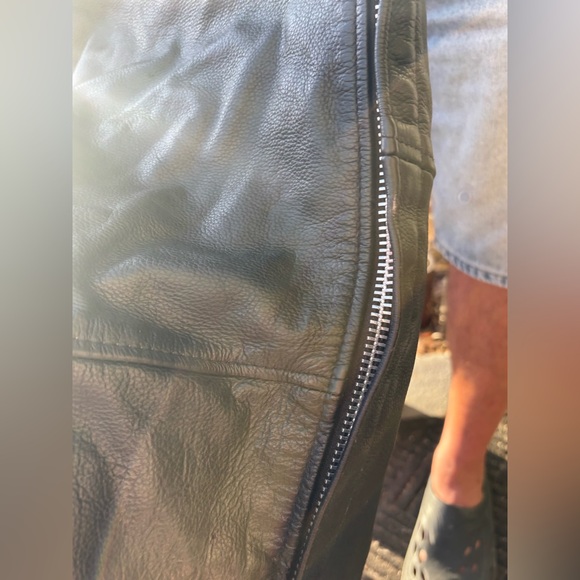 🏍️ Men’s Unik International Deep Pocket Leather Chaps Sz XL - Picture 7 of 10